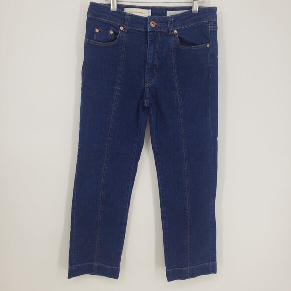 Pilcro and the Letterpress Anthropologie Cropped Jeans 26 Slim Straight Leg Blue - Picture 2 of 10